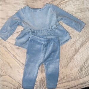 Adorable Velvet Blue Baby Outfit